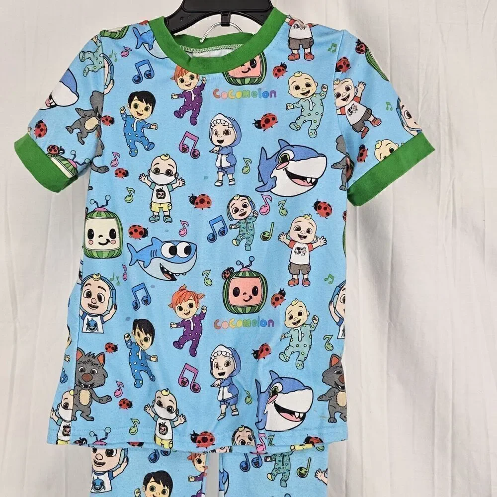Cocomelon Blue Green Printed Toddler Size 4T Pajama Set 2 Piece
